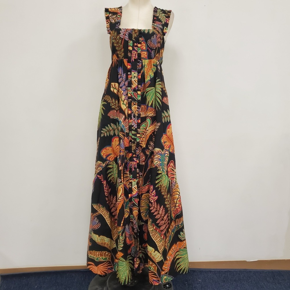 Farm Rio Cool Foliage Sleeveless Maxi Dress Size XS‎ Tropical Vacation Hawaiian